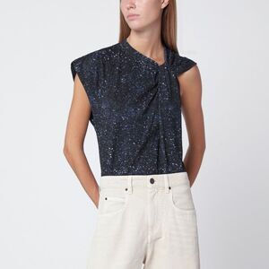 Isabel Marant Nayda Asymmetrical T-Shirt With Midnight Blue Print Women